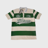 SHORT SLEEVE RUGBY POLO (CREAM/GREEN)