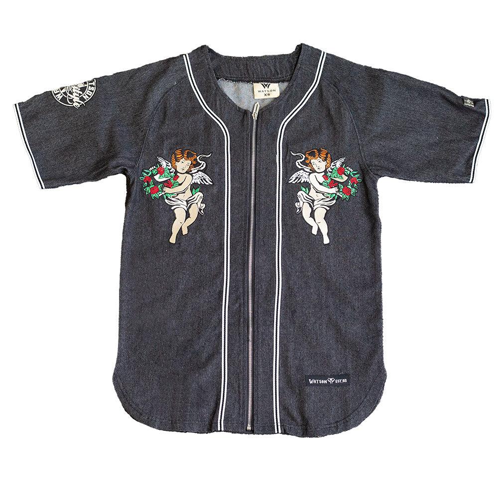 WATSON HEAVEN SENT DENIM ZIP UP BASEBALL JERSEY - Allstarelite.com