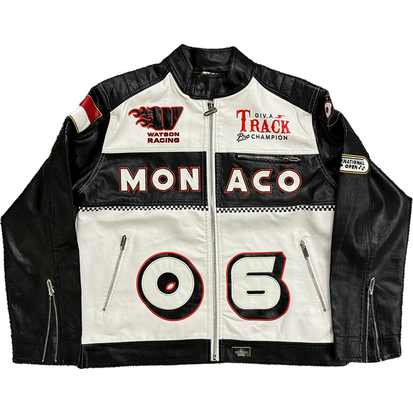 RACING MONACO GRAND PRIX MOTO JACKET (BLACK/WHITE)